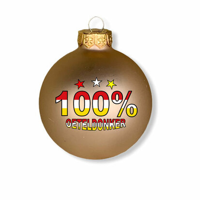 Kerstbal Oeteldonk met de tekst: 100% Oeteldonker