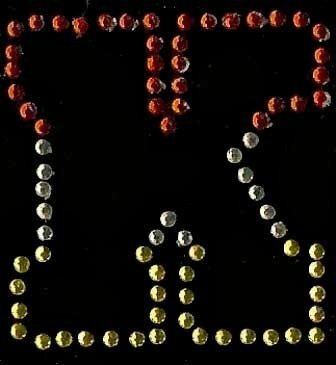 Oeteldonk strass applicatie alfabet rood, wit, geel 4cm hoog open letter K