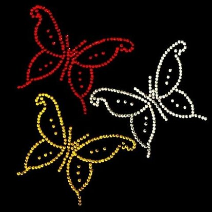 Oeteldonk strass applicatie vlinders 3x oetelse kleuren