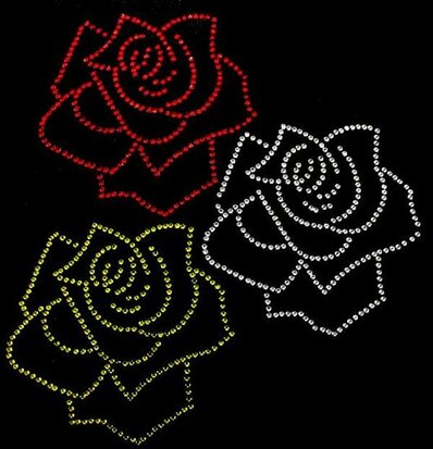 Oeteldonk strass applicatie rozen open 3x oetelse kleuren