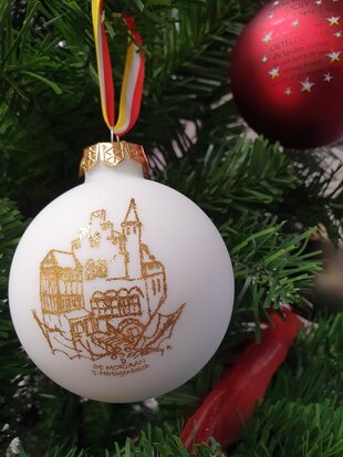 Kerstballen set van 6 stadsgezichten van 's-Hertogenbosch wit
