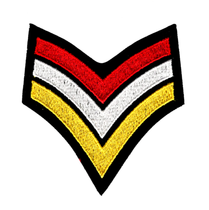 sergeantstreep rood / wit / geel met zwarte randv