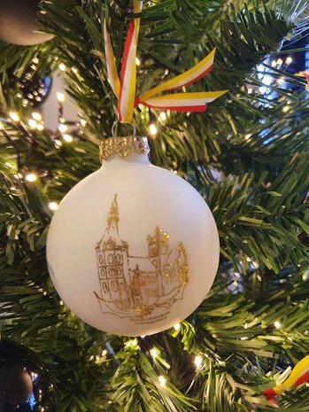Kerstballen set van 6 stadsgezichten van 's-Hertogenbosch wit